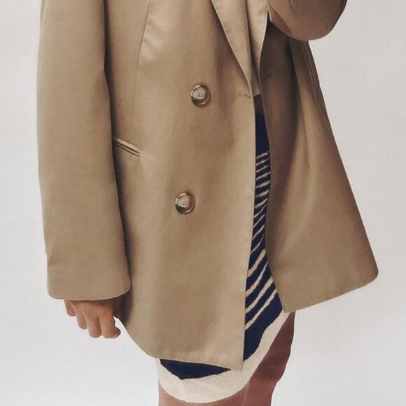 ZARA Topstitched Oversized Blazer In Taupe Brown NWT SZ M - Picture 5 of 10